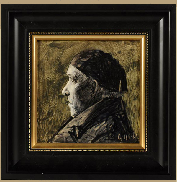 Nr.: 180, Reeds verkocht : sieraardewerk van Rozenburg (WFG)  Plateel tegel, Hoog 15 cm , Breed 15 cm, jaar 1885, door Gereke Henkes  