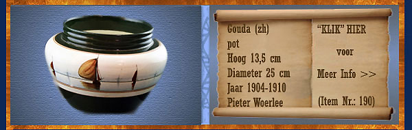 Nr.: 190, Te koop aangeboden sieraardewerk van PZH