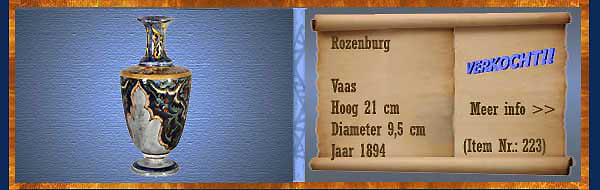 Nr.: 223, Te koop aangeboden sieraardewerk van Rozenburg