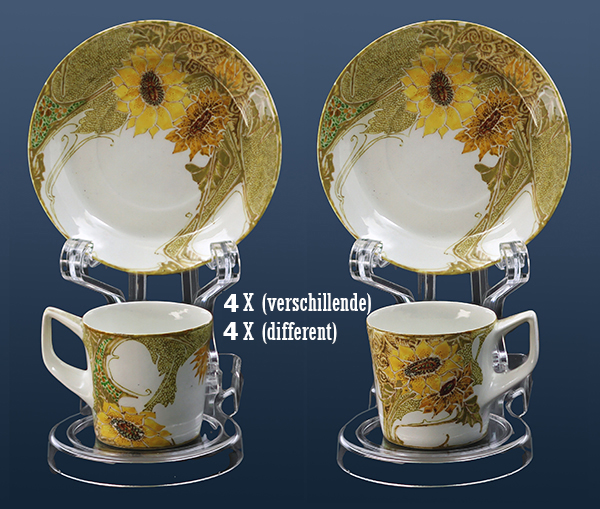 Nr.: 291, On offer 4 eggshell (mocha) cups with saucers made by Rozenburg