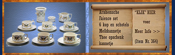 Nr.: 364, Te koop aangeboden sieraardewerk van Arnhemse faience