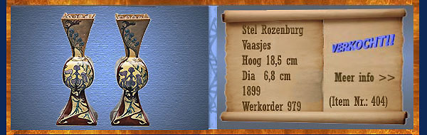 Nr.: 404, Te koop aangeboden sieraardewerk van Rozenburg