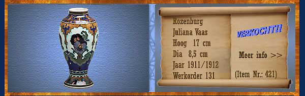 Nr.: 421, Te koop aangeboden sieraardewerk van Rozenburg