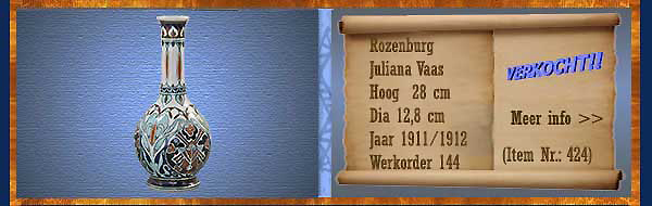 Nr.: 424, Te koop aangeboden sieraardewerk van Rozenburg