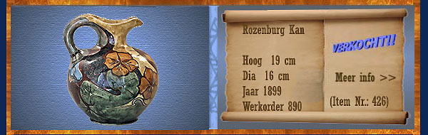 Nr.: 426, Te koop aangeboden sieraardewerk van Rozenburg