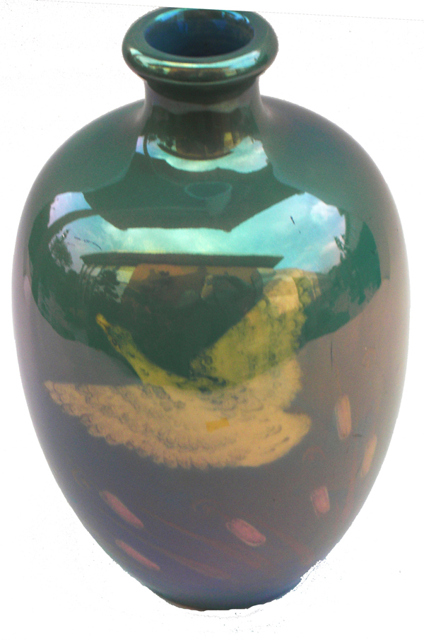 Nr.: 43, Reeds verkocht : sieraardewerk van St Lukas, Omschrijving: Plateel Vaas, Hoog 24,6 cm Breed 15,5 cm, Periode: Jaar 1909-1933, Schilder : Onbekend, 