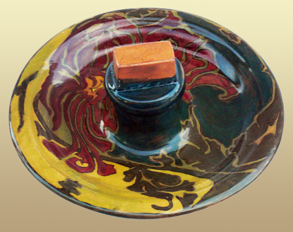Nr.: 54, Already sold : decorative pottery made by Rozenburg, Description: Plateel Matchholder, Height 6 cm width 14,5 cm, period: Year 1901, Decorator : unknown, 