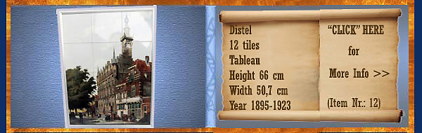 Nr.: 12, On offer decorative pottery of Distel, Description: 12 Tiles Plateel Tableau, Height 66 cm Width 50,7 cm, Period: Year 1895-1923, Decorator : Unknown , 