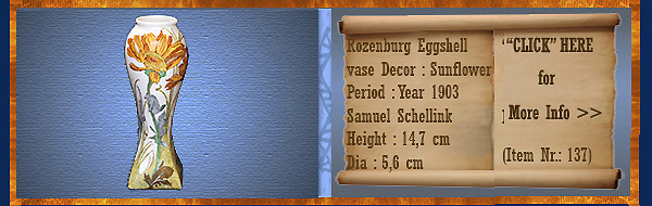 Nr.: 137, On offer decorative pottery of Rozenburg,  Description: (eggshell) vase  with sunflower decoration