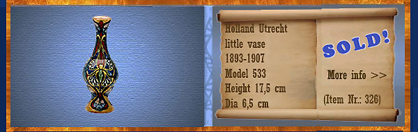 Nr.: 326, On offer decorative pottery of Holland Utrecht, Description: Plateel Vaas