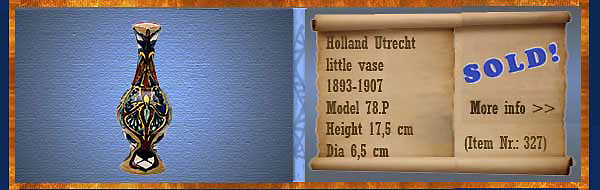 Nr.: 327, On offer decorative pottery of Holland Utrecht, Description: Plateel Vaas