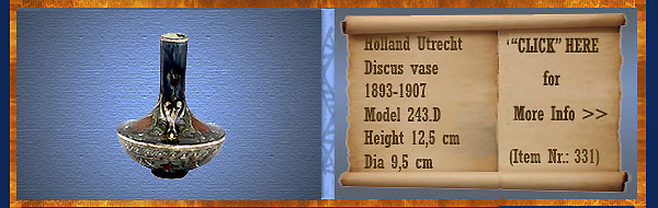 Nr.: 331, On offer decorative pottery of Holland Utrecht, Description: Plateel Discus Vaas