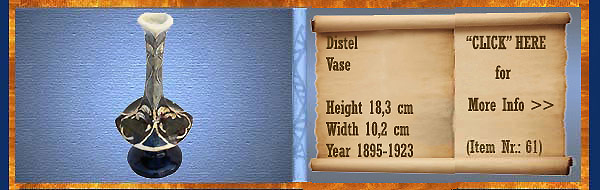 Nr.: 61, On offer decorative pottery of Distel, Description: Plateel Vase, Height 18,3 cm Width 10,2 cm, Period: Year 1895-1923, Decorator : Unknown, 